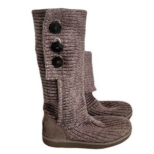 Ugg ‘Cardy’ Taupe Knit Fold-Over Boots, Size 9